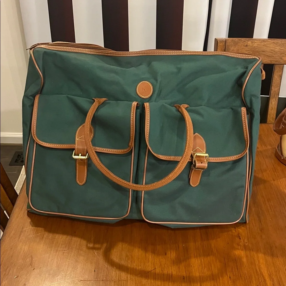 Polo Ralph Lauren Vintage Duffle Bag Travel Luggage green canvas